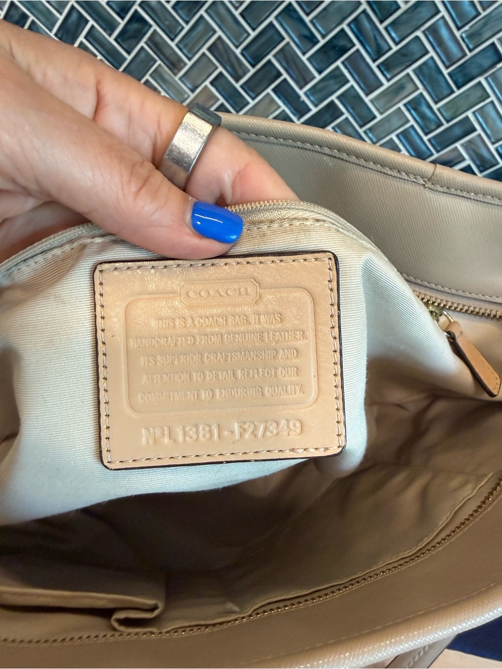 Coach Pebble Leather Tote in Taupe - Picture 12 of 13